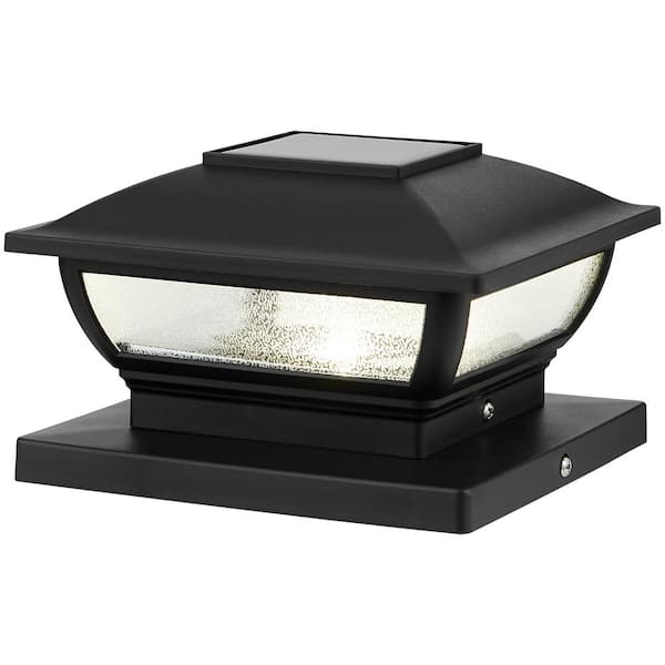4 x 4 or 6 x 6 Black Integrated LED Outdoor Solar Deck Post Cap Light (2-Pack)