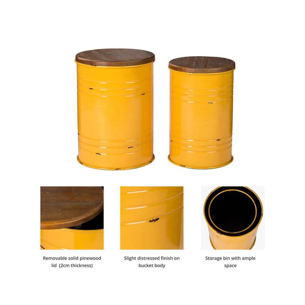 Hunter Green Galvanized Steel Multi-Use Storage Accent Table/Stool Set