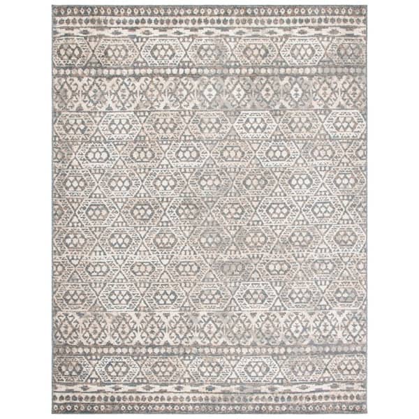 Pyramid 10 ft. x 14 ft. Ivory/Charcoal Geometric Ornate Area Rug