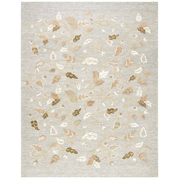 Martha Stewart 10 ft. x 14 ft. Gray Squirrel Floral Area Rug