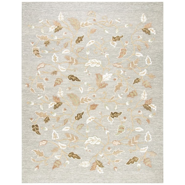 Martha Stewart 10 ft. x 14 ft. Gray Squirrel Floral Area Rug