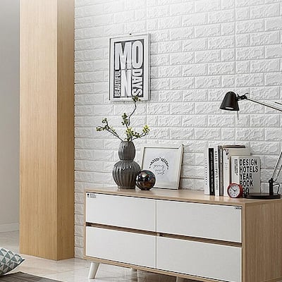 White Brick Wallpaper Home Decor The Home Depot