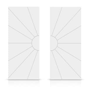 84 in. x 96 in. Hollow Core White Stained Composite MDF Interior Double Closet Sliding Doors