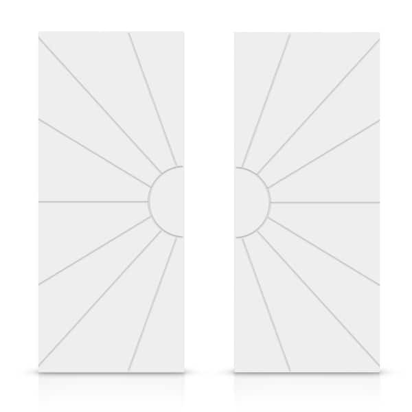 CALHOME 84 in. x 96 in. Hollow Core White Painted Composite MDF Interior Double Closet Sliding Doors