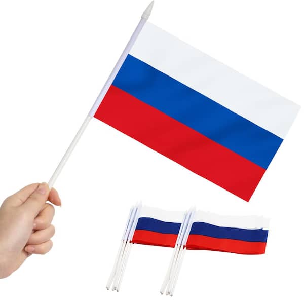 ANLEY Stick Flag 5 in. x 8 in. Handheld Mini Flag with 12 in. White Solid Pole Hand Held Spear Top (1-Dozen)