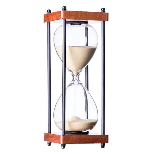 Afoxsos Wooden Yellow Sand Large Hourglass 60 Minutes Timer for Home, Office Decor