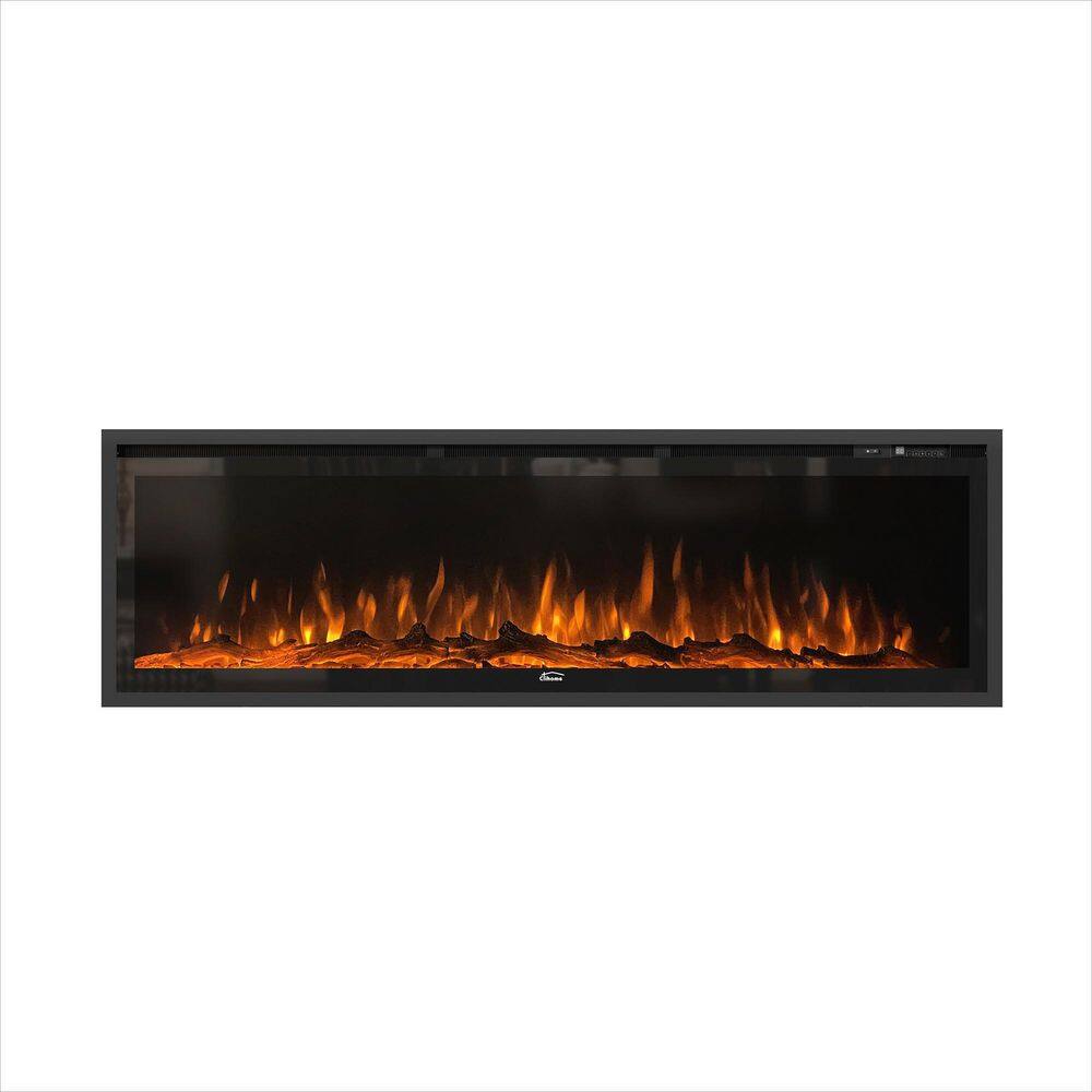 Clihome Flame 60 in. WallMounted Thermostat Electric Fireplace with
