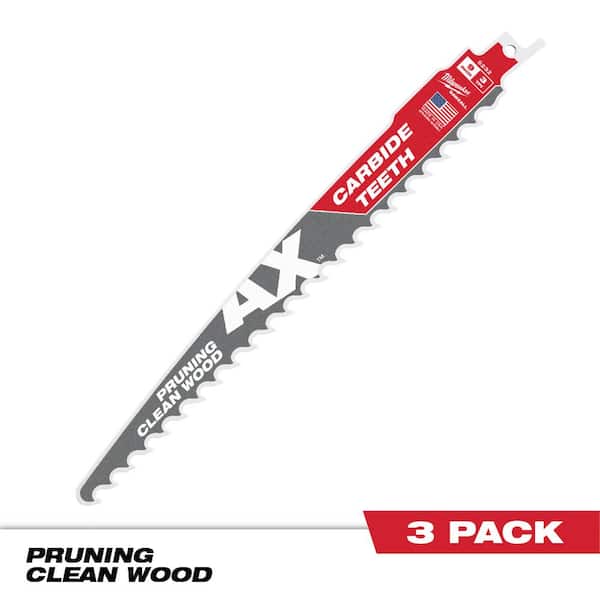 Milwaukee 9 in. 3 TPI Pruning Carbide Teeth Wood Cutting SAWZALL Reciprocating Saw Blades (3-Pack)