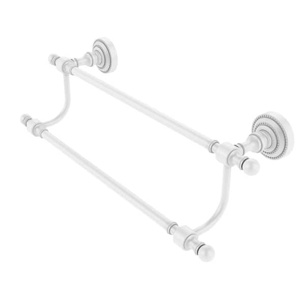 Allied Brass Retro Dot Collection 30 in. Wall Mounted Double Towel Bar in Matte White