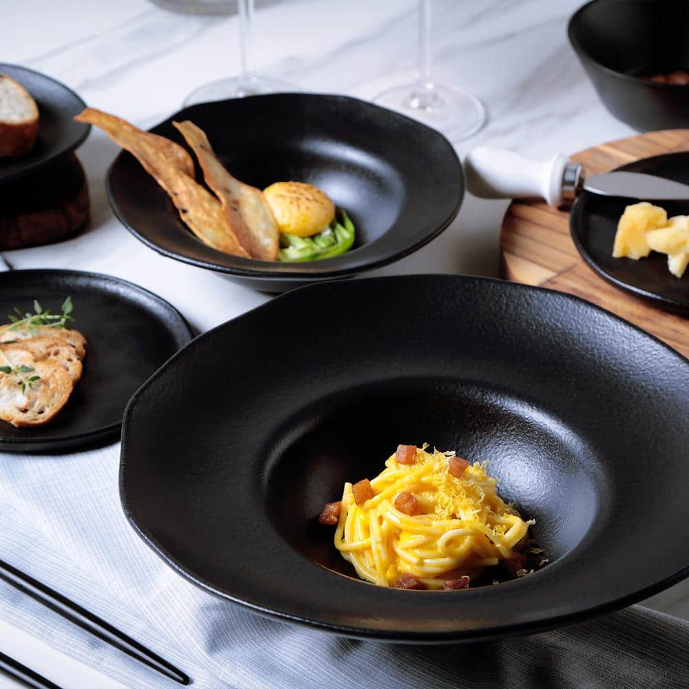 Matte Black Handcrafted Porcelain Round Dessert Plate
