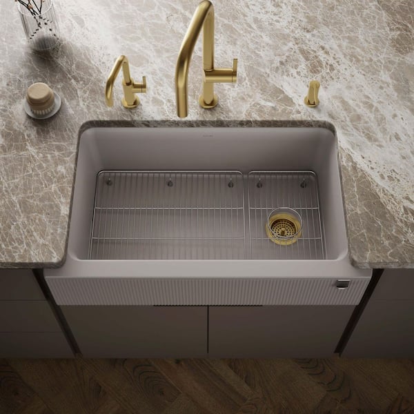 KOHLER Cairn 28.63 in. Undermount Single Bowl Matte Taupe Granite