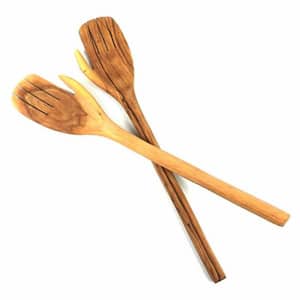 2-Pieces Olive Wood Serving Set Extra-Large Helping Hands