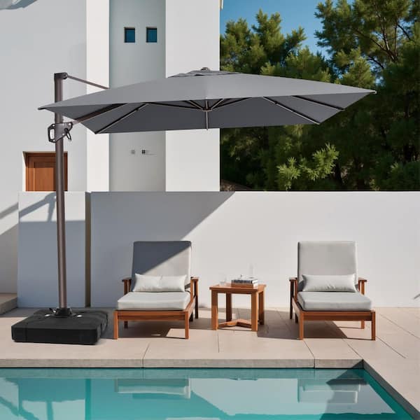 Crestlive Products 11 ft. x 9 ft. Polyester 360 Rotation Cantilever Tilt Patio Umbrella in Dark Gray with 220 lbs. HDPE Base CL-UWB6208DGY Crestlive Products 11 ft. x 9 ft. Polyester 360 Rotation Cantilever Tilt Patio Umbrella in Dark Gray with 220 lbs. HDPE Base CL-UWB6208DGY