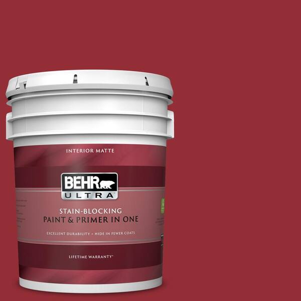 BEHR ULTRA 5 gal. #UL110-18 Cherry Tart Matte Interior Paint and Primer in One