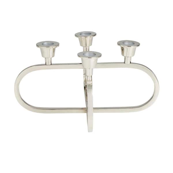 Litton Lane 6 in. Silver Stainless Steel Overlapping Oval Geometric  Candelabra 043859 - The Home Depot
