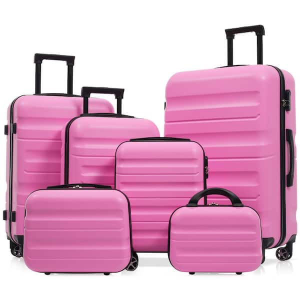 Tatahance 4-Piece Pink ABS Hardside Lightweight Luggage Set with