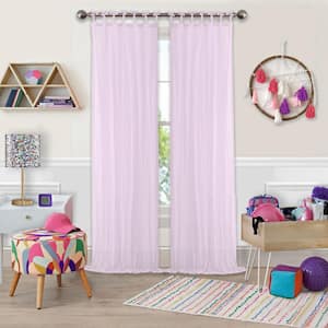 Soft Pink Solid Tab Top Sheer Curtain - 50 in. W x 108 in. L