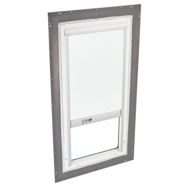 VELUX 22-1/2 in. x 22-1/2 in. Fixed Pan-Flashed Skylight Tempered LowE3 Glass and White Solar-Powered Light Filtering Blind