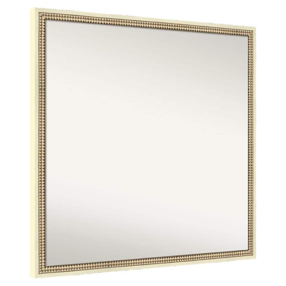 Castellan Distressed White 28 in. x 28 in. Non-Beveled Traditional Rectangle Wood Framed Bathroom Wall Mirror price history on PriceWatchPro