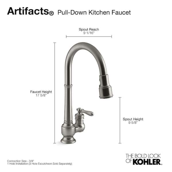 Kohler K-99260-CP Artifacts Single Handle Pull Down Kitchen Faucet - Polished Chrome