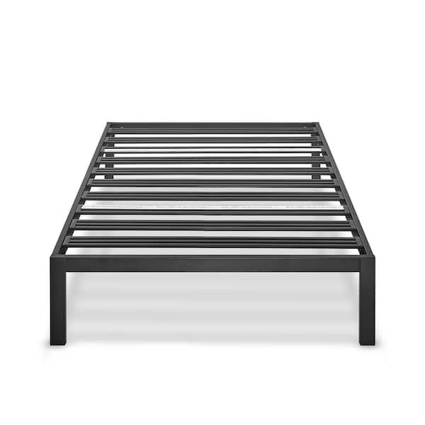 Rocky Base C 14 in. Black Twin Metal Platform Bed, Patented Wide Steel Slats