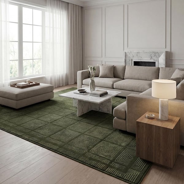 nuLOOM Quinn Green Washable 7 ft. x 9 ft. Indoor Area Rug MEGR31B