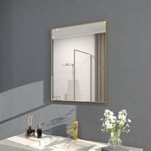 Sight 24 in. W. x 30 in. H Rectangular Framed Wall Bathroom Vanity Mirror in Brushed Gold