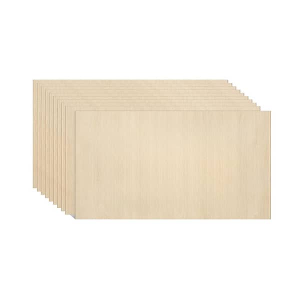 1/8 in. x 12 in. x 24 in. Basswood Project Panel, 10-Pack, Unfinished Wood for Crafts, Laser Cutting and Engraving