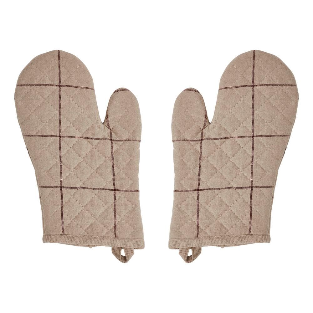 Connell Beige Cotton Quilted Oven Mitt Set