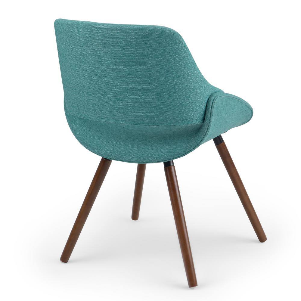 Turquoise Blue Upholstered Bentwood Side Chair in Mid Century Style
