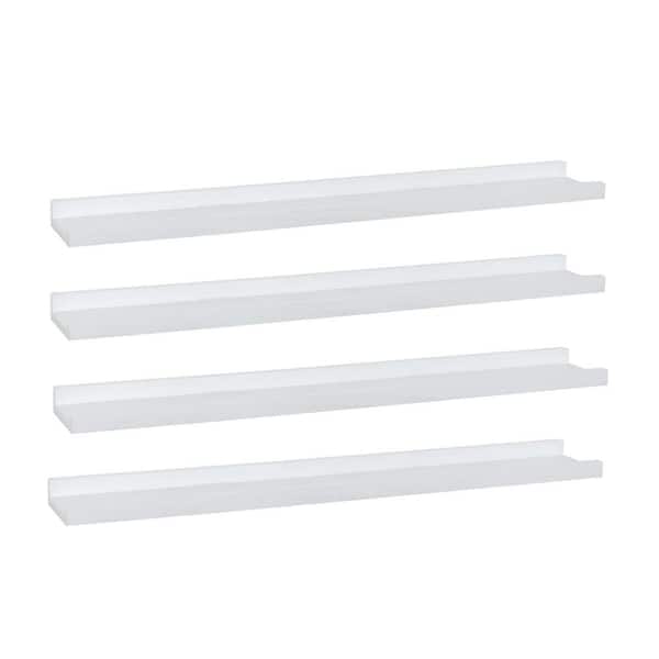 35.43 in. x 5.12 in. Floating Shelves Set of 4,Wood Picture Shelf for Wall with Ledge,Decorative Wall Shelf,Rustic White