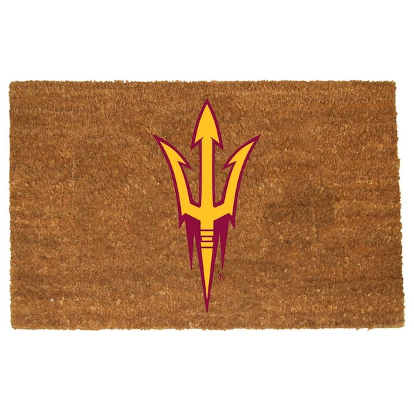 The Memory Company Arizona St Brown 29.5 in. x 19.5 in. Coir Fiber Colored Logo Door Mat