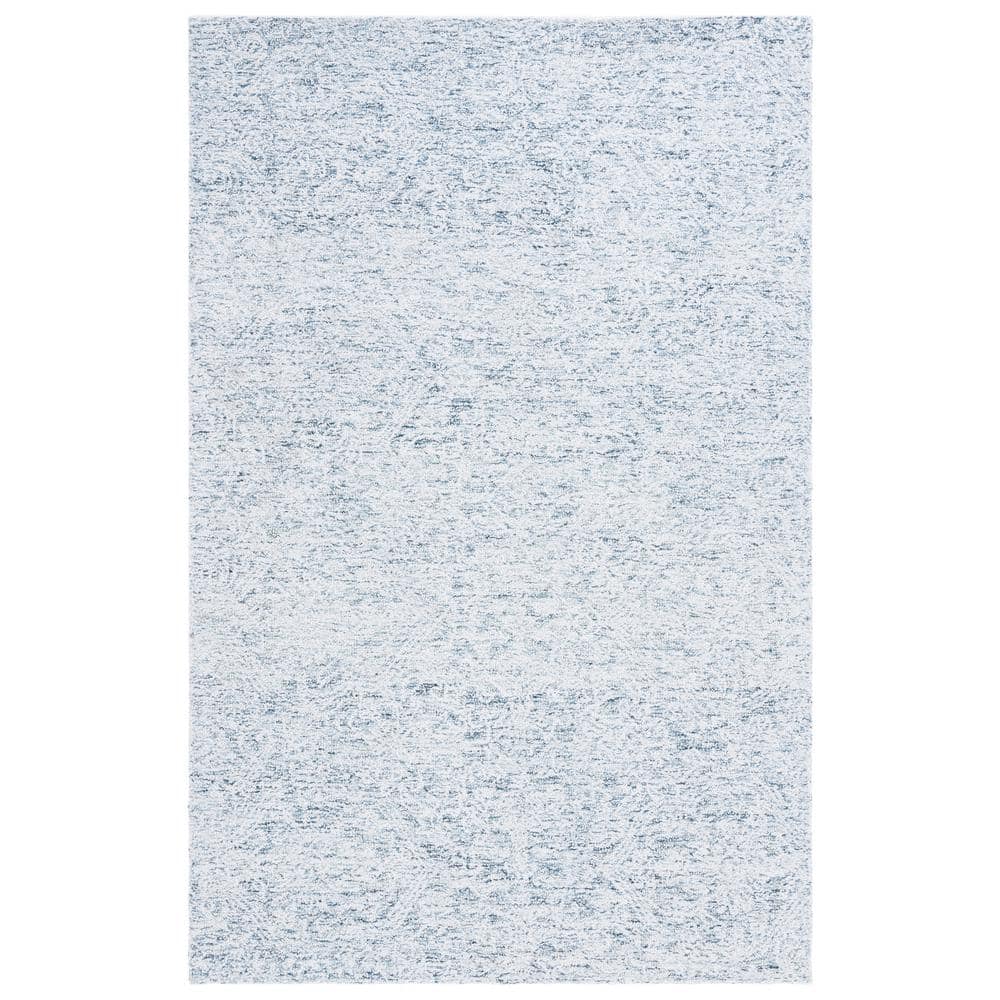 Light Blue Hand Tufted Wool and Synthetic Area Rug, 4' x 6'