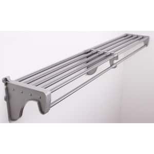 Expandable DIY Closet Shelf & Rod 41 in - 74 in W, Silver, Mounts to Back Wall with 1 End Bracket, Wire, Closet System