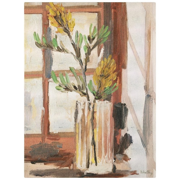 Empire Art Direct Timeless Serenity II Vase by the Window on Gold Metallic Shagreen Wrapped Canvas Unframed Wall Art, 48 in. x 36 in.