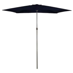 10 ft. x 6.5 ft. Outdoor Market Patio Umbrella with Hand Crank in Navy Blue