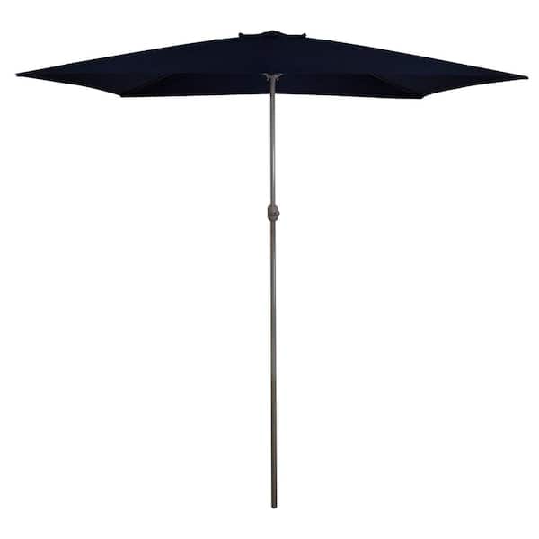 Northlight 10 ft. x 6.5 ft. Outdoor Market Patio Umbrella with Hand Crank in Navy Blue