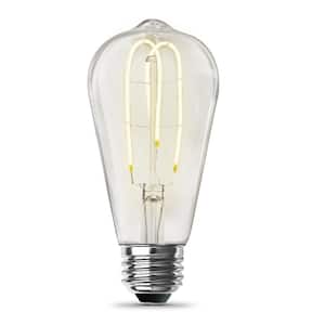 40-Watt Equivalent ST19 Dimmable M Shape Filament Clear Glass E26 Vintage Edison LED Light Bulb, Bright White 3000K