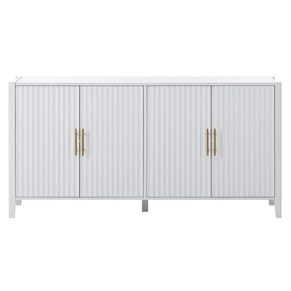 Unbranded 63.1 in. W x 17.7 in. D x 31.9 in. H White Linen Cabinet with Metal Handles