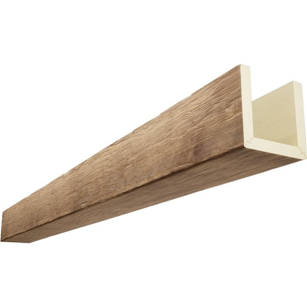 Ekena Millwork Endurathane 10 in. H x 6 in. W x 24 ft. L Rough Sawn Buttercream Faux Wood Beam