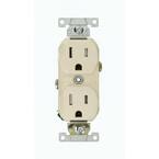 15 Amp Commercial Grade Tamper Resistant Side Wired Self Grounding Duplex Outlet, Light Almond