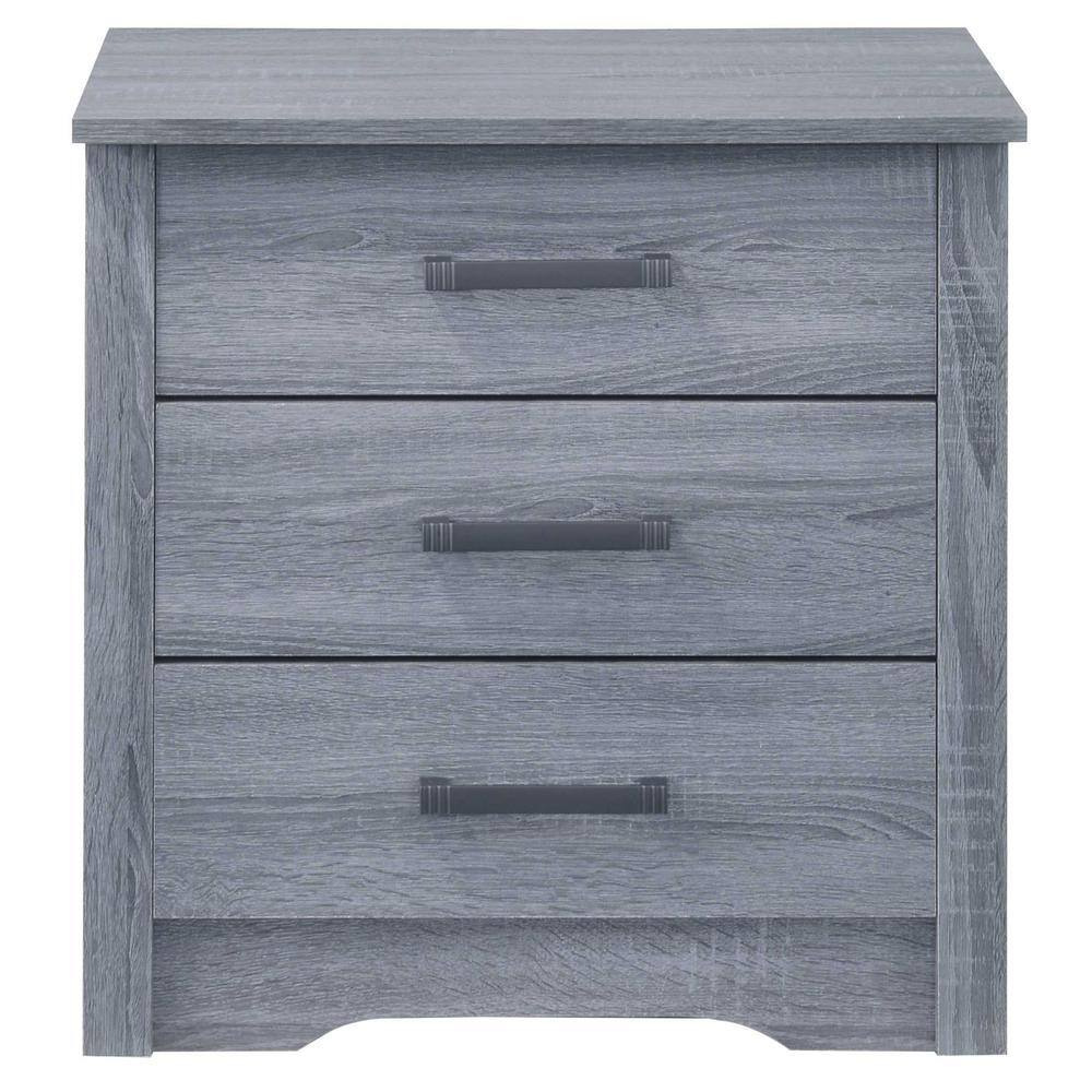 Hudson 3-Drawer Gray Nightstand with Metal Handles