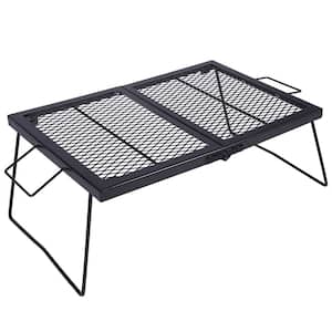 23.6 in. L x 15.7 in. W x 9.6 in. H Black Large Steel Portable Folding Campfire Grill for Outdoor Open Flame Cooking