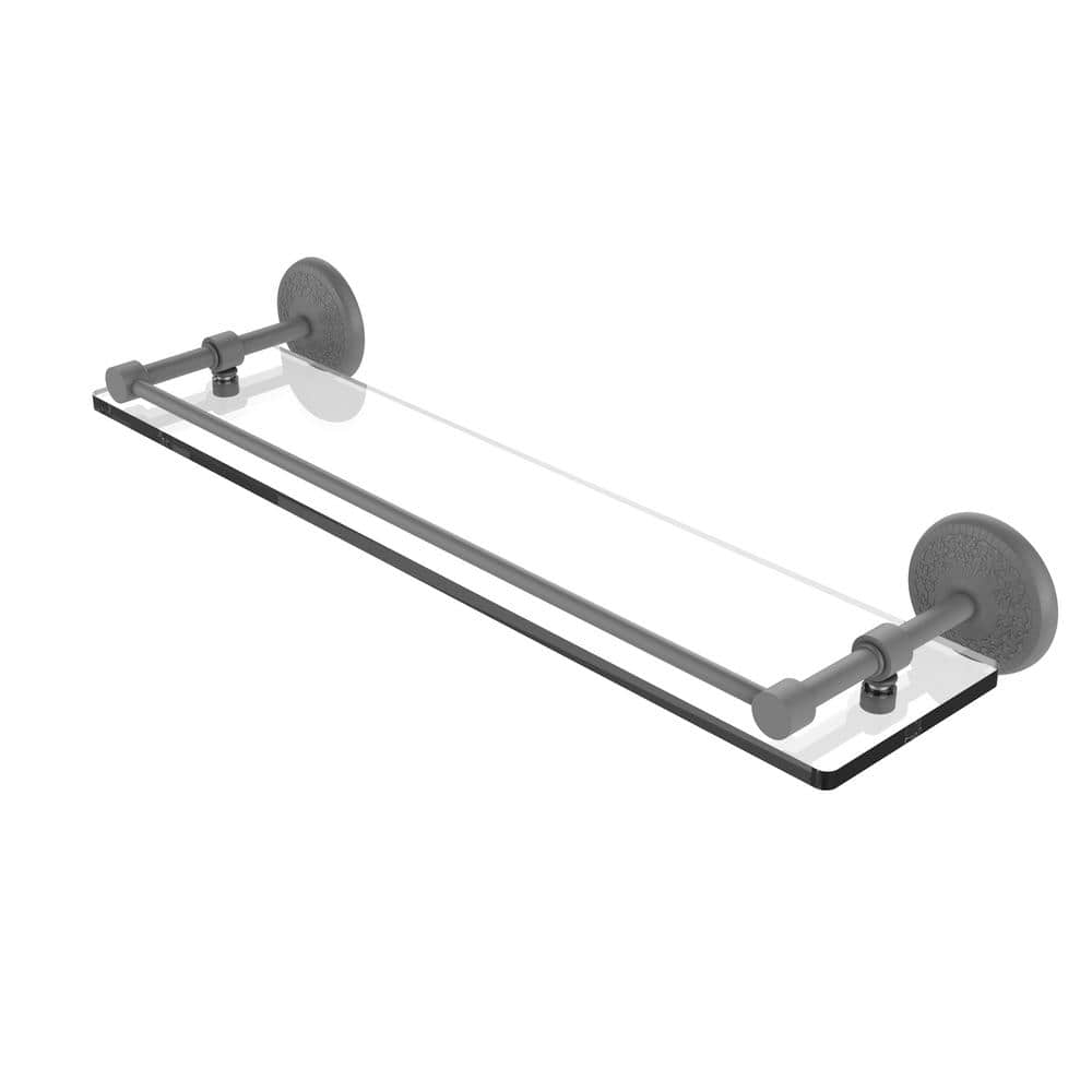 Allied Brass Monte Carlo 22 in. x in. x in. Tempered Glass Shelf with Gallery  Rail in Matte Gray MC-1/22-GAL-GYM The Home Depot