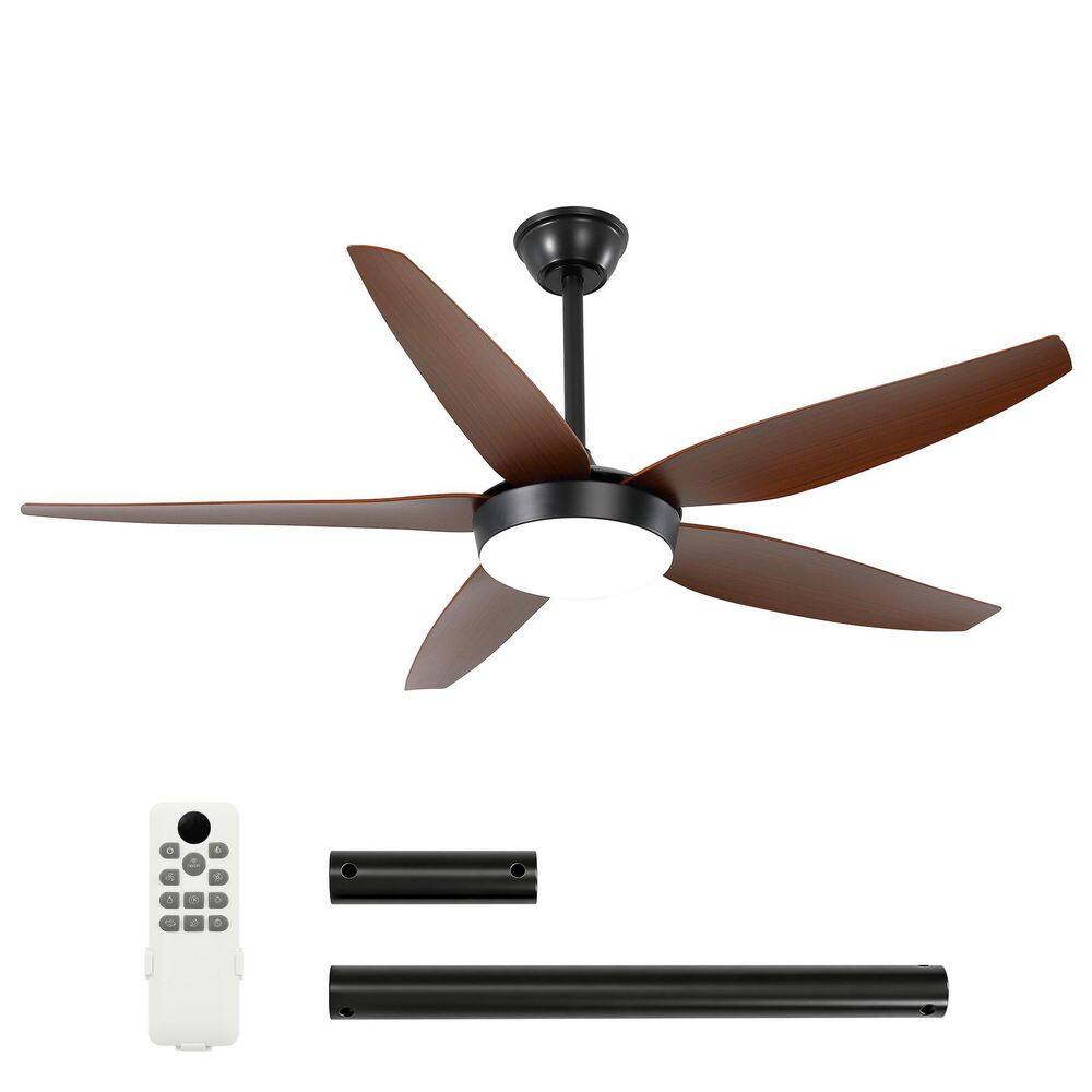 56 in. LED Indoor Black Ceiling Fan with Remote, 5 Walnut ABS Blades Reversible Motor Fan Light with CCT Dimmable price history on PriceWatchPro