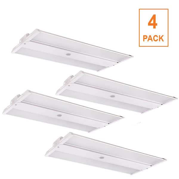 4-Pack 2 ft. 200-Watt Equivalent Thin Profile LED Dimmable White High Bay Light 4000K 5000K 15,800LM Workshop Garage