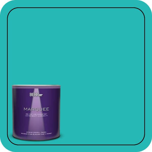 BEHR MARQUEE 1 qt. #MQ4-21 Caicos Turquoise One-Coat Hide Eggshell Enamel Interior Paint & Primer