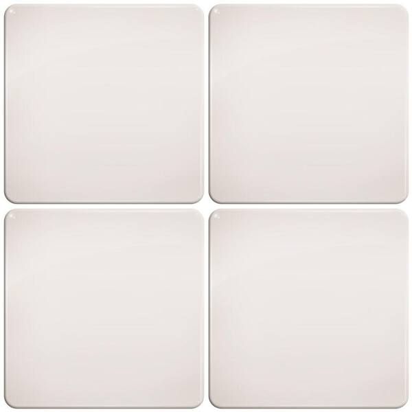 smart tiles 3-11/16 in. x 3-11/16 in. Ivory with Round Corners Gel Tile Decorative Wall Tile (4-Pack)-DISCONTINUED