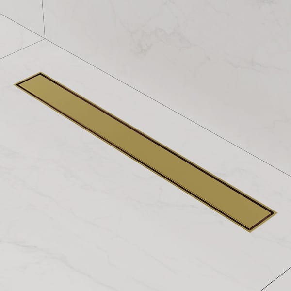24 x 2.68 in. Linear Stainless Steel Shower Drain with Tile-In Pattern Drain Cover in Brushed Gold