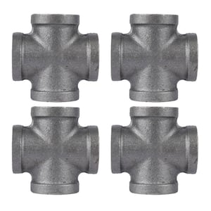 3/8 in. Black Malleable Iron FPT x FPT x FPT x FPT Cross Fitting (4-Pack)